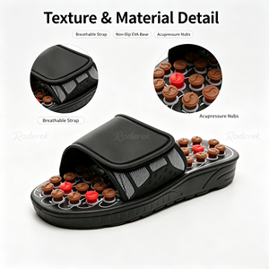 Chaussons de massage par <span class=keywords><strong>acupression</strong></span> à sangle réglable, avec points de réflexologie rotatifs, unisexe, pour soins des pieds en intérieur et soulagement de la douleur plantaire - Product Image 4