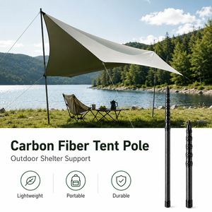 Poteau de tente en fibre de carbone, support de tente extérieure léger, portable, durable, tige télescopique pour camping, bâche, auvent, randonnée - Product Image 1