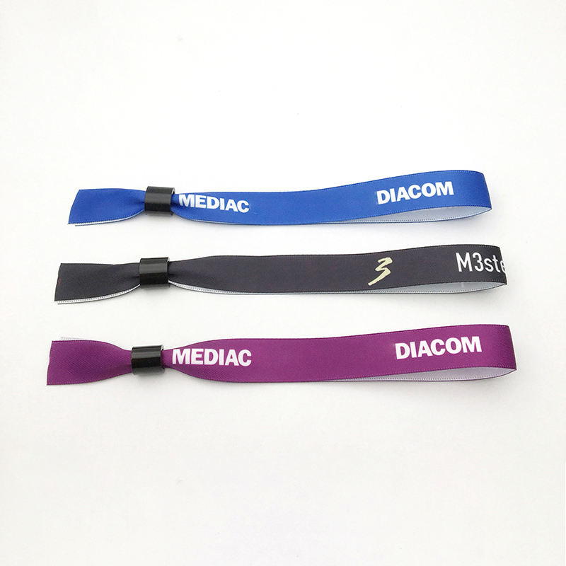 RFID CHIP High Quality Custom Waterproof Eco-Friendly Retro Style Event Festival Party Ribbon Satin Fabric Brands logo Text 6
