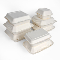 Assiettes jetables carrées en pulpe de bagasse de canne à sucre compostables et étanches de 6 à 9 pouces pour restaurants et fêtes - Marque OEM
