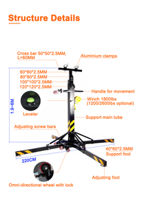 Support de lumière pliable mobile <span class=keywords><strong>Ava</strong></span> 6M <span class=keywords><strong>Max</strong></span>, support de truss à manivelle, tour de levage - Product Image 6