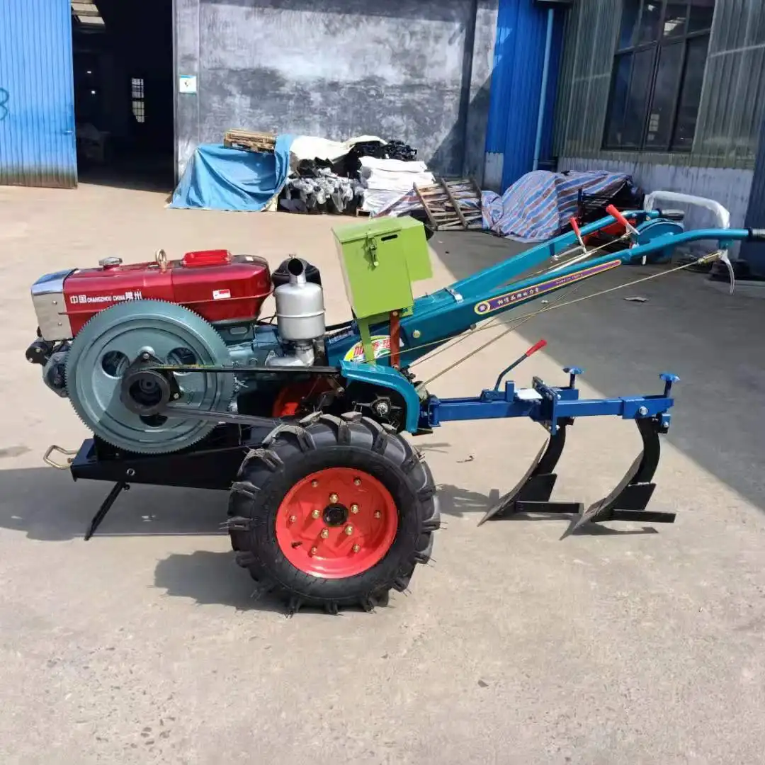 Farm Multifunctionele Met Ploeg Rotavator Maïs Tarwe Planter Hand Walking Tractoren Twee Wielen
