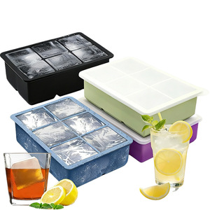 <span class=keywords><strong>Bac</strong></span> à glaçons empilable en silicone, grand moule à glace carré, 6 compartiments, plateau flexible avec couvercle pour congélateur, sans BPA - Product Image 1