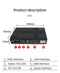 มินิยูพีเอส ระบบจ่ายไฟ POE ความจุแบตเตอรี่ 8800mah/10400mAh หน้าจอ LCD แสดงผลแบบเฟสเดียว ระบบสำรองไฟสำหรับเราเตอร์ Wifi 60Hz - Product Image 5