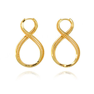 Boucles d'oreilles pendantes en alliage de cuivre plaqué or 18 carats et or blanc avec zircon pour femmes, vente en gros - Product Image 2