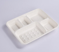 JOLLY CHEF Assiettes en papier rectangulaires compostables à 20 compartiments, lot de 500, robustes, blanches, jetables, écologiques