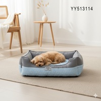 Yangyangpet Luxuriöses Samt-Hundebett mit Abnehmbarem Waschbarem Bezug, Polyurethan-Schaumstoff-Füllung, Dreieckige Form, Solides Cartoon-Design