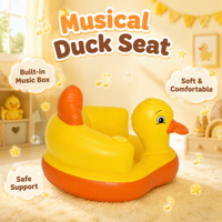 Chaise de canapé pour bébé, siège de bain gonflable imperméable avec motif de canard musical, avec boîte à musique, portable, 0.35kg