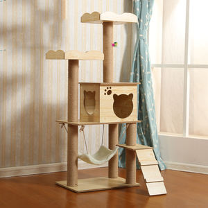 GMTPET الحيوانات الأليفة مصنع تصنيع المعدات الأصلية بالجملة شراء جميلة القط عمود خدش للقطط بيع على الانترنت MDF شجرة القط مع القط أرجوحة - Product Image 2