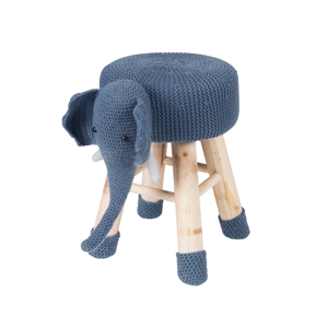 Sgabello a forma di elefante, imbottito in poliestere, con gambe in legno massello di pino, piccolo sedile portatile per bambini - Product Image 6