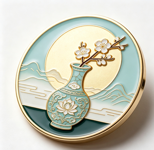 Custom Round Enamel Metal Craft Floral Vase <b>Pin</b> <b>Badge</b> Souvenir Magnet Decor Gift - Product Image 1