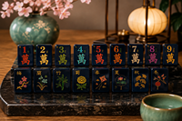 Set Mahjong Akrilik Amerika dengan Kartu Biru Tua, Ubin Barat Cetak Khusus untuk Pertemuan di Rumah, Hadiah, dan Perjalanan