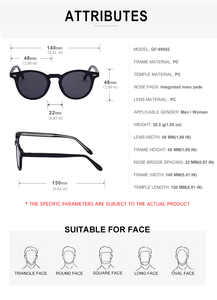 Gafas de Sol Partagas al por Mayor, Diseño Retro, Logotipo Personalizado, Montura Redonda, Patillas con Pin, Protección UV400, para Mujer - Product Image 6