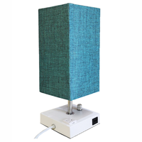 Lampu meja malam Mini lampu meja steker atas US 3 Cabang kain lampu meja pengisian USB Port lampu meja