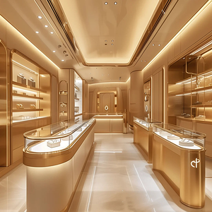 Boutique de bijoux raffinée <span class=keywords><strong>avec</strong></span> éclairage LED, motifs incurvés écologiques, vitrines en verre <span class=keywords><strong>avec</strong></span> options personnalisables - Product Image 2