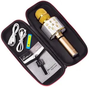 Kustom Cetakan Shockproof PU Kulit Wireless Mikrofon Hard Case Dudukan Eva Mikrofon Pelindung Zipper Case