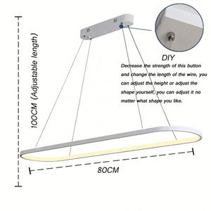 Hot Selling Large Oval LED Chandelier White Shade App Control Study Living Room Dining Room Hotel Lobby Decorative Design - Product Image 4