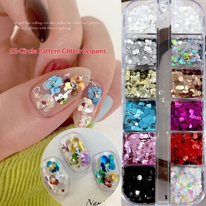 Paso Sico Kit <span class=keywords><strong>de</strong></span> Bijoux pour Ongles à Paillettes Rondes Brillantes Effet Feuille Métallique 12 Grilles, Points Grands et Petits, Autocollants DIY pour Ongles, Emballage Basique - Product Image 3