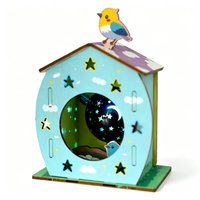 Jouets d'ingénierie en bois personnalisés Montessori, lampe de projection LED faite à la main, circuit imprimé, modèle de maison d'oiseaux ciel étoilé, ornement