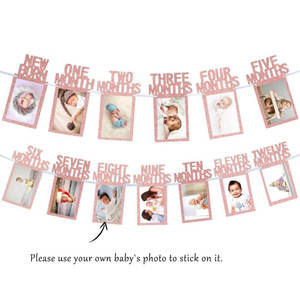 Guirnalda de Pancartas para Fotos del Primer Cumpleaños del Bebé, de Recién Nacido hasta 12 Meses, Pancartas de Hitos <span class=keywords><strong>Mensuales</strong></span> para Decoración de Cumpleaños - Product Image 6