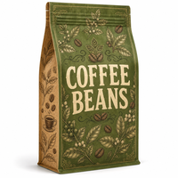 Sacs à café à huit soudures latérales finition mate 250g 500g 1kg avec fermeture éclair refermable et personnalisation pour grains de café de spécialité