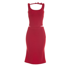 Viviblook D26ST028 Ensemble d'été pour femme Nouveau ensemble deux pièces avec gilet sans manches à nœud et jupe queue de poisson - Product Image 5