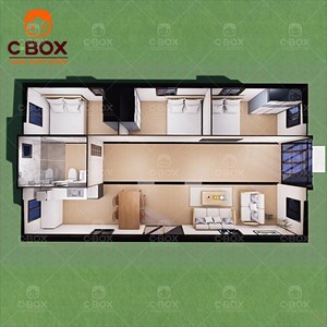 บ้านสำเร็จรูป Cbox ขนาด 40 ฟุต สไตล์วิลล่าสมัยใหม่ สำนักงานพับได้ บ้านสำเร็จรูปสำหรับครอบครัว 2-3 ห้องนอน พื้นที่ใช้สอยกว้างขึ้นได้ บ้านคอนเทนเนอร์ - Product Image 6