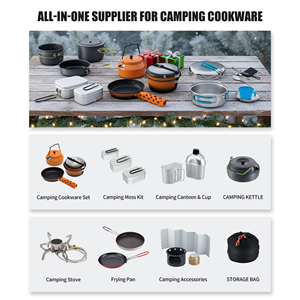 Kit de cuisine de <span class=keywords><strong>camping</strong></span> 6 pièces en aluminium antiadhésif de qualité alimentaire pour les amateurs de plein air avec poêle à frire - Product Image 6