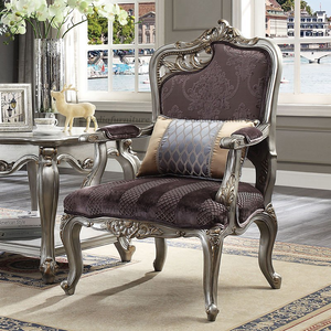 फ्रेंच लक्जरी ठोस लकड़ी के फ्रेम कपड़े सोफे रेशम कपड़े कमरे में रहने वाले सोफे सेट कस्टम पेंट रंग सोफे - Product Image 2