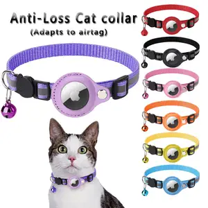 PU Airtag Holder Cat Collar Breakaway Adjustable Anti-Loss Reflective Airtag Cat Collar