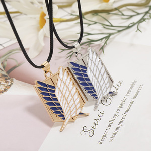 DS สร้อยโชคเกอร์ลายจู่โจมไททันแบบมีปีก4สีทำจากอัลลอยด์พร้อมจี้สีดำพร้อมโลหะผสมของขวัญทันสมัยสำหรับผู้ชาย - Product Image 4