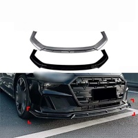 Lèvre de pare-chocs avant monobloc en ABS noir brillant et motif carbone compatible avec Audi A7 C8 S7 S Line 2019+