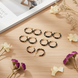 Orecchini a cerchio Angelina in acciaio inossidabile placcato oro per donna, gioielli alla moda per feste, stile trendy - Product Image 5