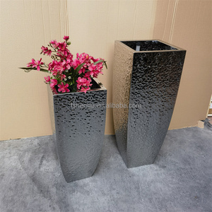 แจกันโลหะตั้งพื้นสีเงินกระถางต้นไม้หรูหราทันสมัยสำหรับตกแต่งบ้านในร่มและโรงแรมกระถางต้นไม้ทำจากสเตนเลส - Product Image 6