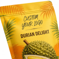 Sachet d'emballage personnalisé pour durian, imprimé avec logo, pochette verticale anti-odeur en Mylar avec fermeture éclair pour durian séché et friandises