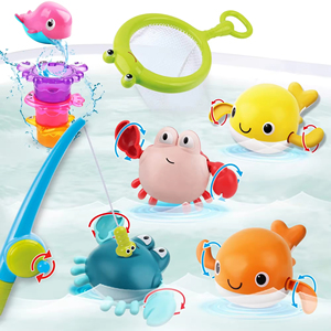 Jouet de bain pour tout-petits, jouet de baignoire avec jouets flottants sans moule, jouets de natation et tasses empilables, jeu de pêche magnétique - Product Image 2