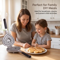 Máquina para Hacer Waffles con Forma de Corazón, de Aluminio Fundido, 35x15cm, Antiadherente, para Estufa de Gas, con Anillo de Bloqueo y Colgador, para Cocina