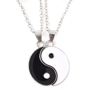 Nuovo Set di collana di coppia di Tai Chi Gossip Figaro bianco nero placcato oro antico in lega classica ciondolo per regalo di buoni <span class=keywords><strong>amici</strong></span> - Product Image 5