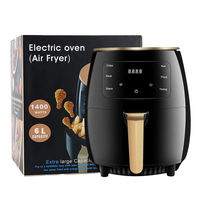 Friteuse à air intelligente multifonctionnelle électrique en plastique à commande numérique 6L, surface antiadhésive de haute qualité pour usage domestique KA03001, en stock