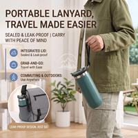 Tasse à café isotherme à double paroi en acier inoxydable 304 de 350 ml avec corde de transport – Cadeau d'entreprise haut de gamme, logo personnalisé OEM