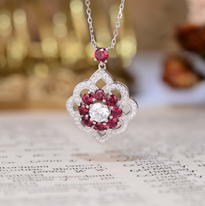 Collier Éternité All Fashion 1,2 ct avec Pendentif de Qualité, Rubis de Laboratoire Rond de 7 mm - Product Image 5