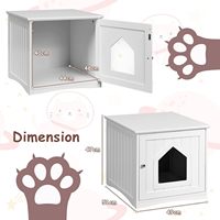 Meuble pour litière de chat - Armoire carrée couverte avec banc, mobilier dissimulé pour chat avec entrée basse