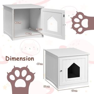 Meuble pour litière de chat - Armoire carrée couverte avec banc, mobilier dissimulé pour chat avec entrée basse - Product Image 4