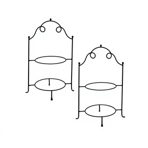 Lot de deux assiettes doubles en fer noir pour la maison, l'hôtel et le restaurant Porte-assiettes pour ustensiles de cuisine - Product Image 1