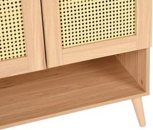 Armadio <span class=keywords><strong>in</strong></span> legno massello con 2 ante <span class=keywords><strong>in</strong></span> <span class=keywords><strong>vimini</strong></span>, armadietto con ripiani per soggiorni o sale da pranzo - Product Image 6