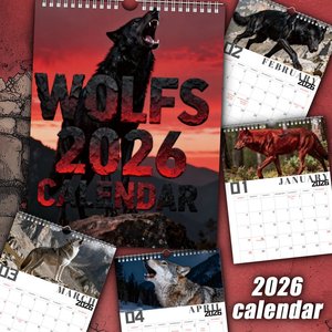 <span class=keywords><strong>Calendrier</strong></span> mural personnalisé Loup 2026 en carton de haute qualité, décoration personnalisée pour la maison et le bureau, calendriers spirales animaux 2027 - Product Image 5