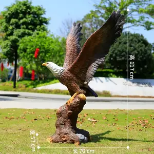 Escultura de pájaro grande de fibra de vidrio, estatua gigante de águila halcón de resina de 120cm para decoración de parque y patio