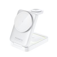 Chargeur sans fil pliable magnétique 3 en 1 15W Support de bureau portable Chargeur rapide pour Apple Watch Mobile Phone Airpods