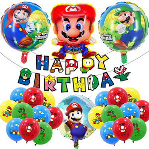 Nouvel arrivage de ballons en latex dessin animé Super <span class=keywords><strong>Mario</strong></span> <span class=keywords><strong>Brother</strong></span> personnage Bannière drapeau pour enfants Décoration de fête d'anniversaire - Product Image 3