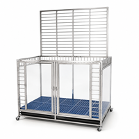 Cage pour chien Overlord Small Fat Dog, cage pour chien en acier inoxydable et verre résistante aux morsures, niche intérieure durable pour chien avec plateau intégré